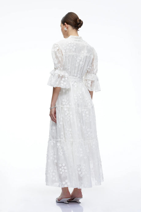Apolline White VNeck Lace Maxi Dress