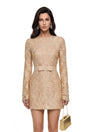 Aria Gold CutOut Floral Lace Mini Dress