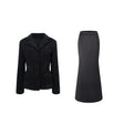 Ariadna Black Tweed Jacket  Satin Skirt Set