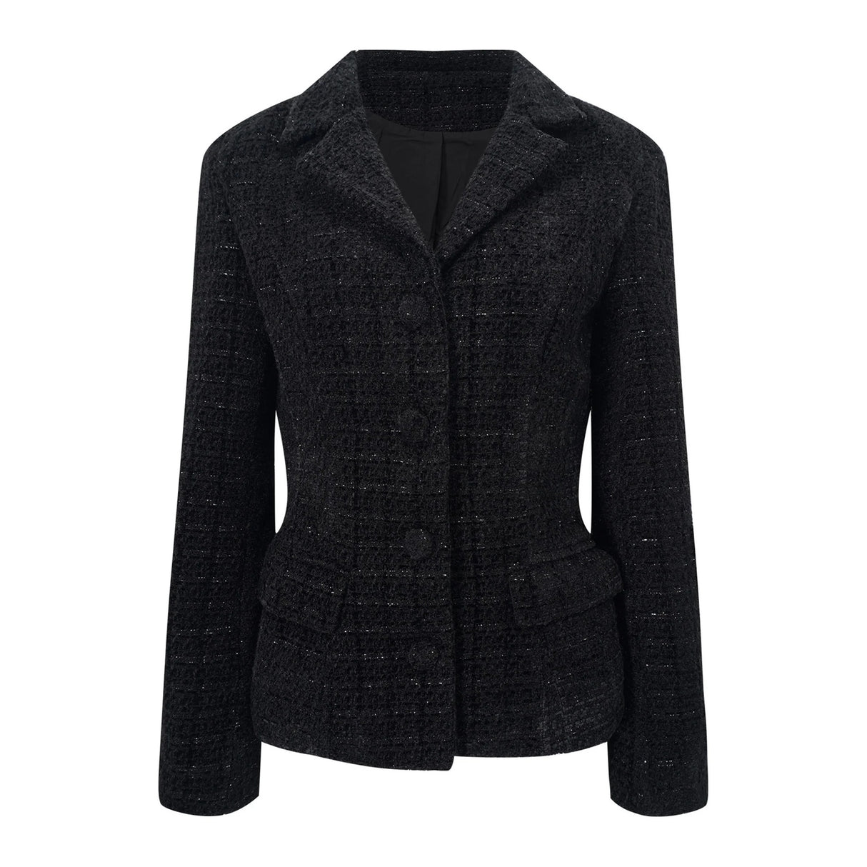 Ariadna Black Tweed Jacket  Satin Skirt Set