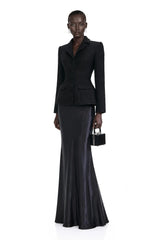 Ariadna Black Tweed Jacket  Satin Skirt Set