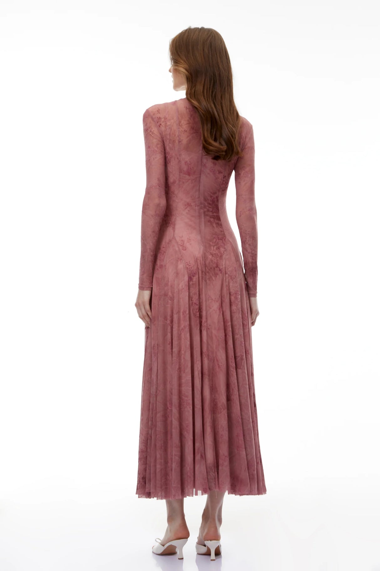 Ariadne Pink Flocked Tulle Maxi Dress