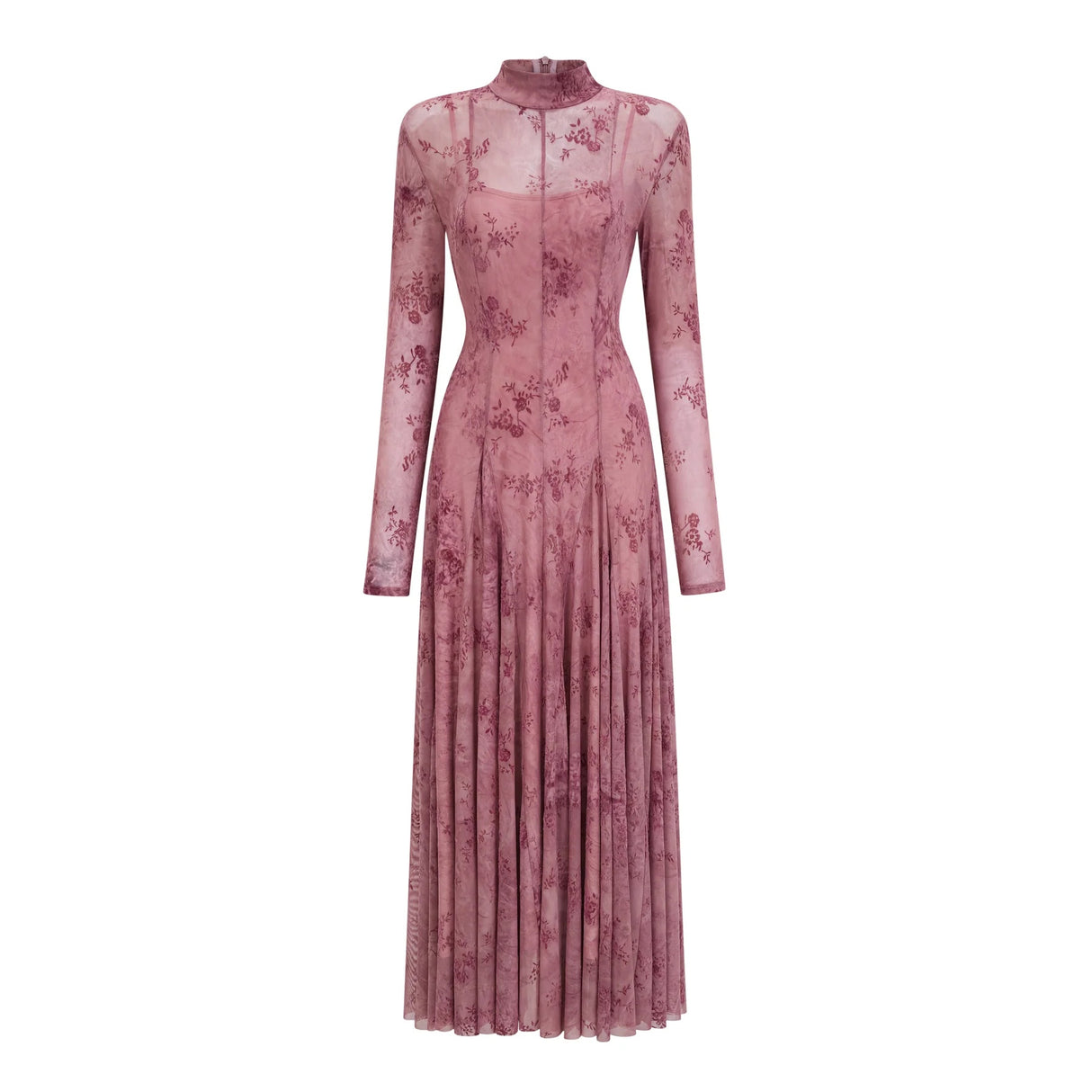 Ariadne Pink Flocked Tulle Maxi Dress