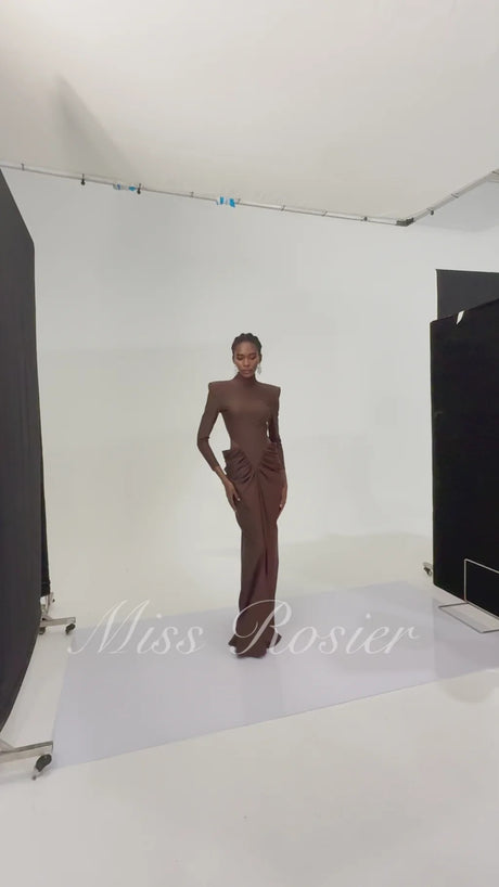 Arlene Brown Cut Out Ruched Maxi Dress
