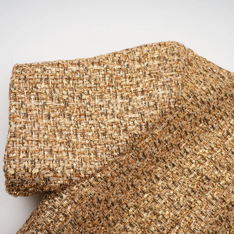 Arna Gold Round Neck Tweed Mini Dress