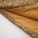 Arna Gold Round Neck Tweed Mini Dress