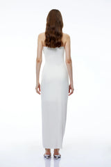 Aroha White Off Shoulder Ruched Maxi Dress