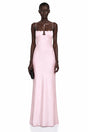 Asel Pink Maxi Dress with Floral Neckline