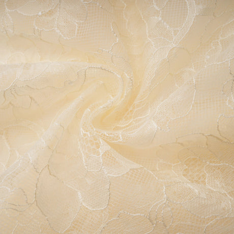 Atousa Cream Layered Floral Lace Maxi Dress with Bow