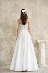 Aulera White Floral Lace Maxi Gown