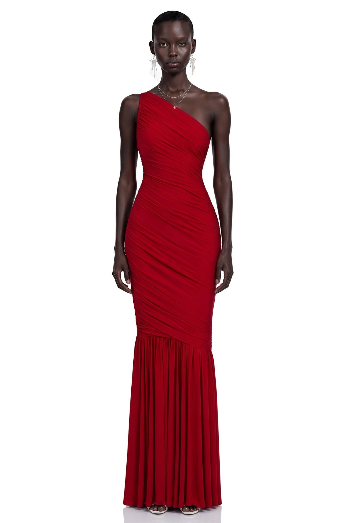 Aurelia Red One Shoulder Draped Maxi Dress