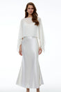 Aurelia White Satin Maxi Dress with Chiffon Overlay