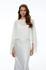 Aurelia White Satin Maxi Dress with Chiffon Overlay