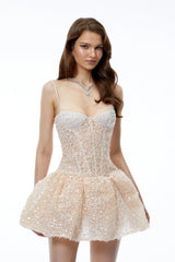 Aureliana Nude Sequin Sleeveless Mini Dress