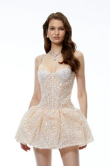 Aureliana Nude Sequin Sleeveless Mini Dress