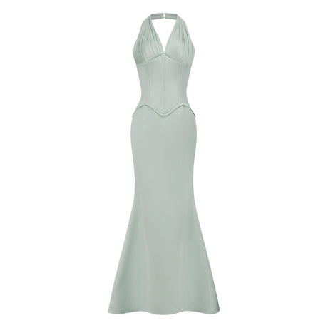 Aurélie Green Halterneck Mermaid Maxi Dress