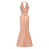 Aurélie Orange Halterneck Mermaid Maxi Dress