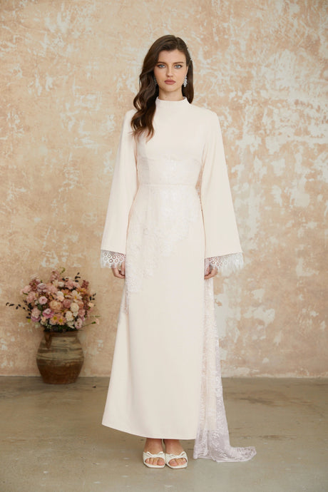 Aurora White Floral Lace Maxi Dress