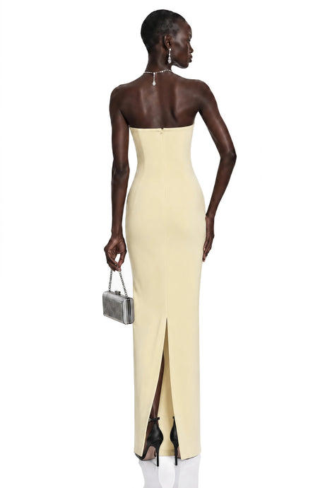 Aurora Yellow Off Shoulder Maxi Dress with 3D Florals