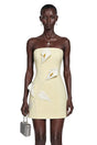 Aurora Yellow Off Shoulder Mini Dress with 3D Florals