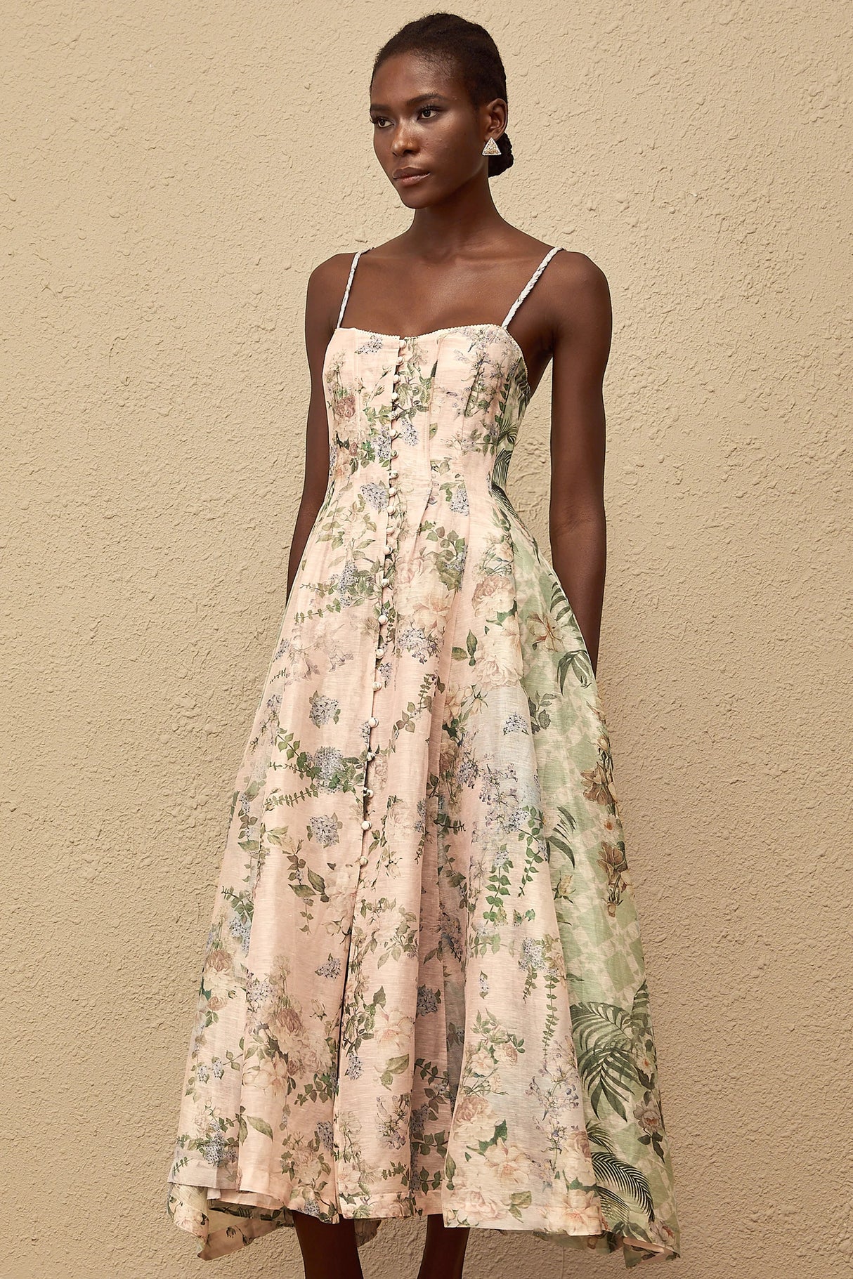 Aurore Pink Floral Print Maxi Dress