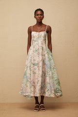 Aurore Pink Floral Print Maxi Dress