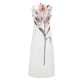 Automne White Floral Embroidered Maxi Dress
