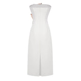 Automne White Floral Embroidered Maxi Dress