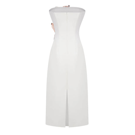 Automne White Floral Embroidered Maxi Dress