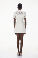 Ava White Floral Lace Mini Dress with Butterfly Applique
