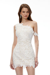 Avalon White One Shoulder Floral Mini Dress