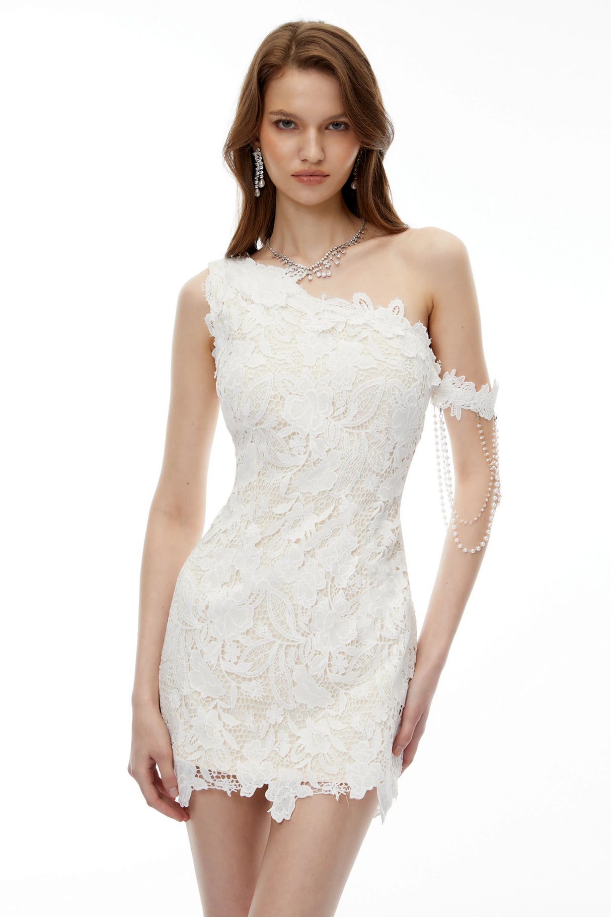 Avalon White One Shoulder Floral Mini Dress