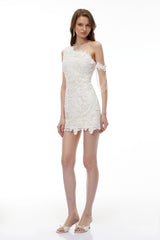 Avalon White One Shoulder Floral Mini Dress