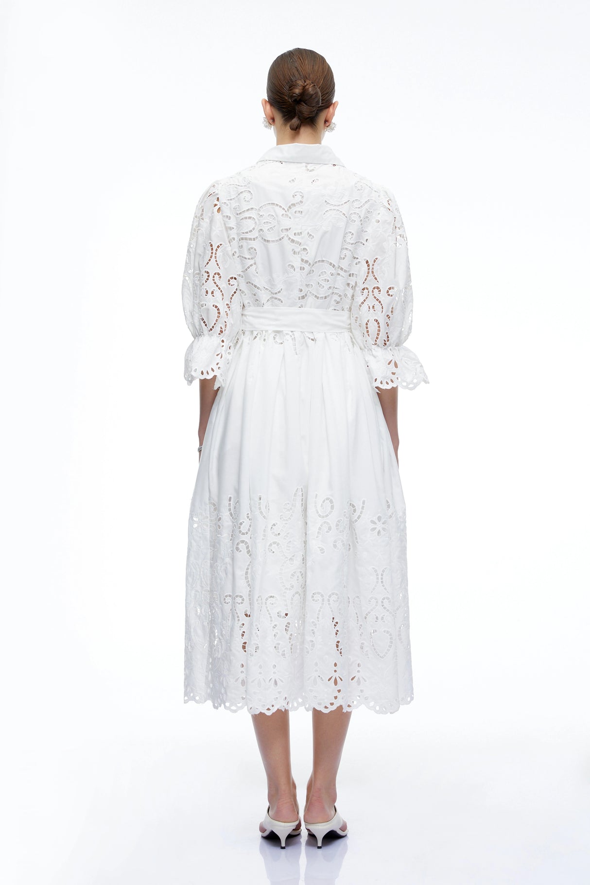 Aveline White Lace Midi Dress With CutOuts
