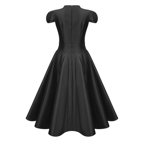 Aventin Black Godet Design Midi Dress