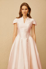 Aventin Pink Godet Design Midi Dress