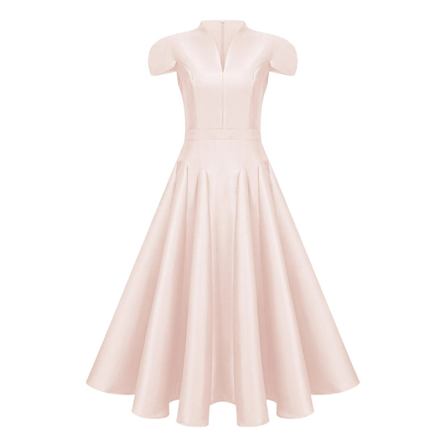 Aventin Pink Godet Design Midi Dress
