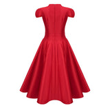 Aventin Red Godet Design Midi Dress