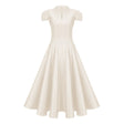Aventin White Godet Design Midi Dress