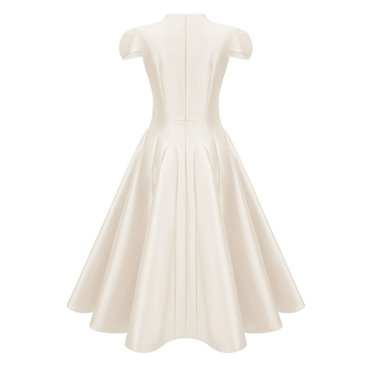 Aventin White Godet Design Midi Dress