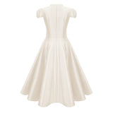 Aventin White Godet Design Midi Dress
