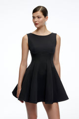 Avery Black Sleeveless Flared Mini Dress