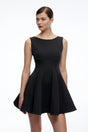 Avery Black Sleeveless Flared Mini Dress