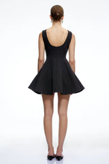Avery Black Sleeveless Flared Mini Dress