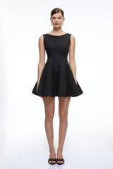 Avery Black Sleeveless Flared Mini Dress