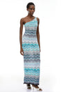 Avery Light Blue Knit Maxi Dress with Wave Pattern