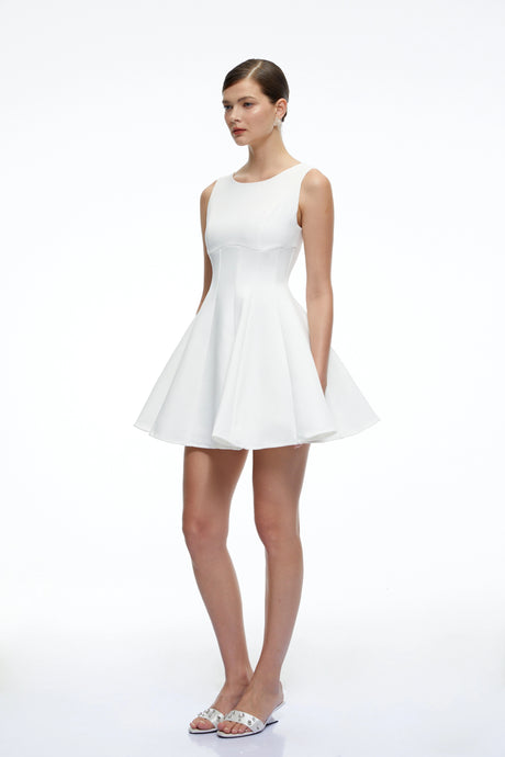 Avery White Sleeveless Flared Mini Dress