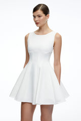 Avery White Sleeveless Flared Mini Dress