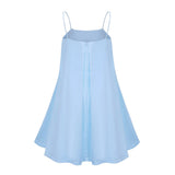 Avril Blue Floral Embroidered Satin Mini Dress