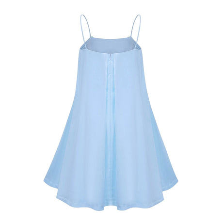 Avril Blue Floral Embroidered Satin Mini Dress